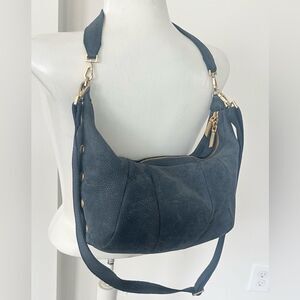 Hammit Morgan Nubuck Leather Blue Crossbody & Shoulder Bag